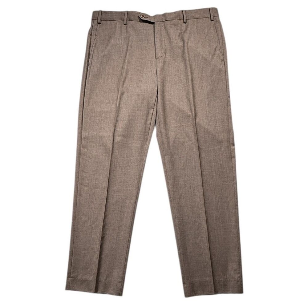 Zanella Parker Mens 38x30 Tan Wool Dress Pants Italy Flat Front Lined Luxury